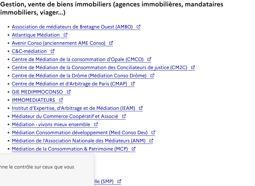 Liste officielle des médiateurs de la consommation sur economie.gouv.fr