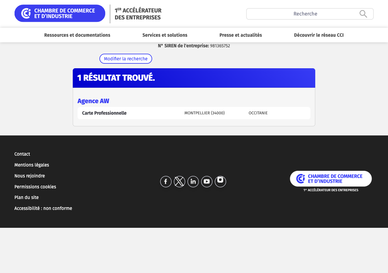 Recherche de la carte professionnelle d'une agence sur le fichier public des CCI