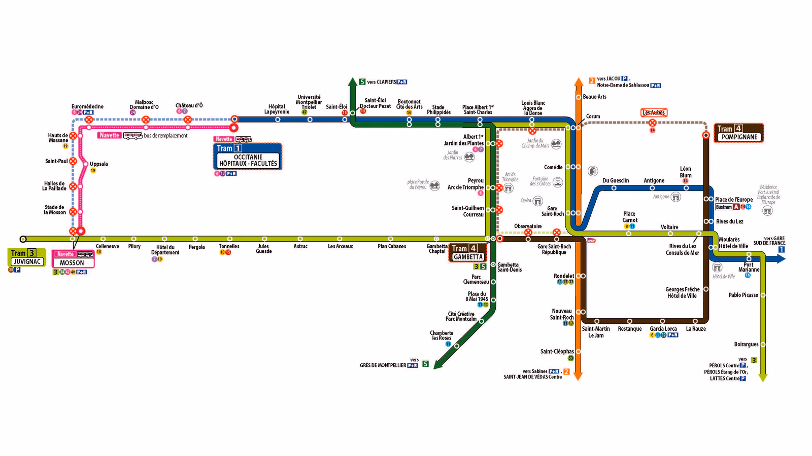 Travaux du tram à Montpellier pendant la Toussaint 2026 : lignes 1, 3 et 4 modifiées