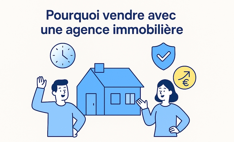 Illustration montrant les bénéfices de vendre une maison avec une agence immobilière.