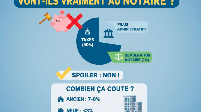 90% taxes, 1% rémunération, coûts 7-8% ancien, <3% neuf.